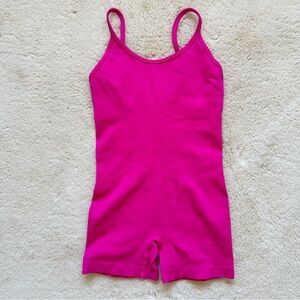Fuchsia Ribbed One-Piece Romper Workout